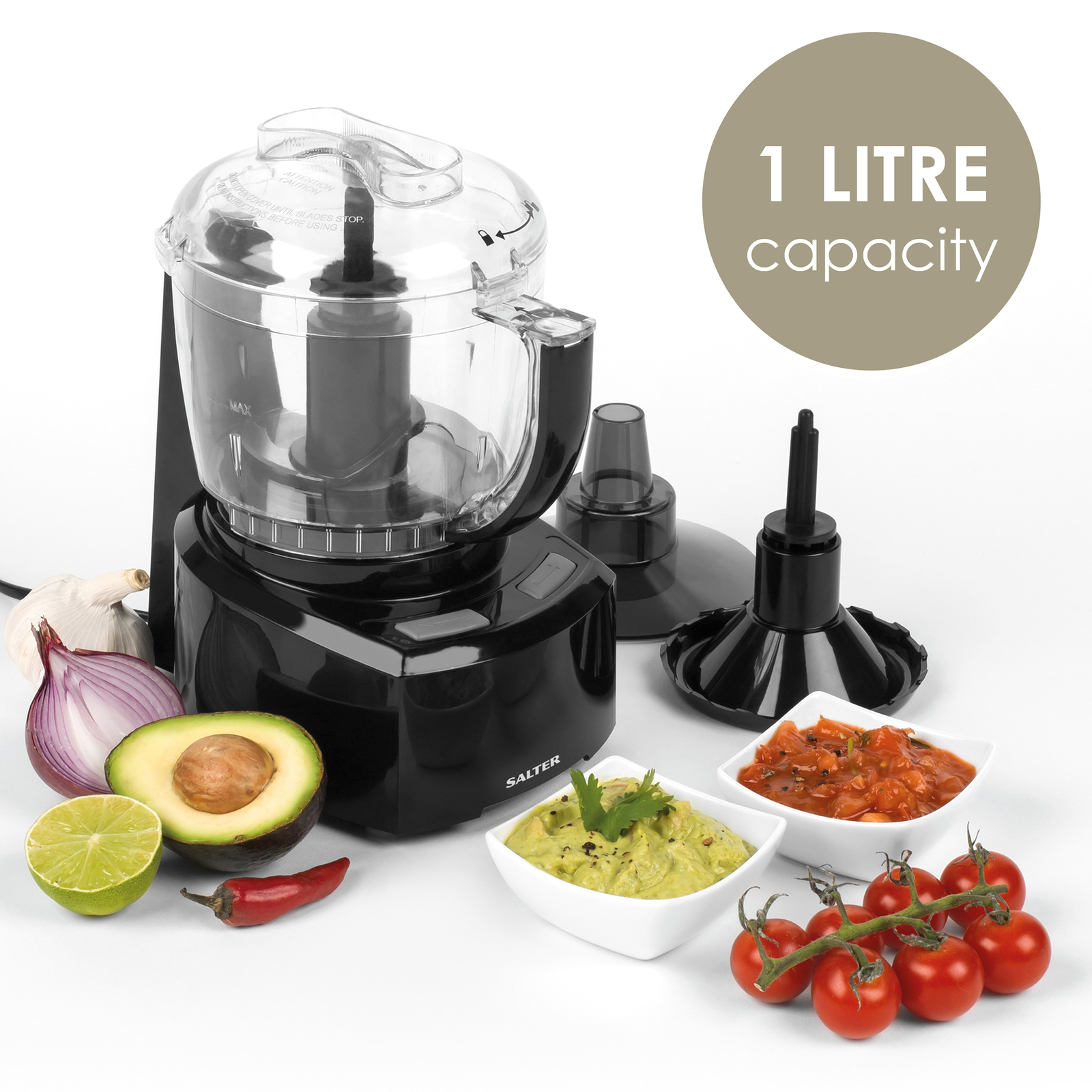 Salter Mini Food Processor Chopper Electric 8 in 1 Compact Prep Pro