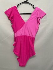 One Piece Ruffle Pink Medium Bathing Suits Slimming Swimsuit