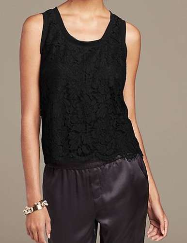 Nuevo con etiquetas Banana Republic Nuevo $69.50 Mujer Encaje Festoneado Tanque Talla XS, S, M - Imagen 2 de 5