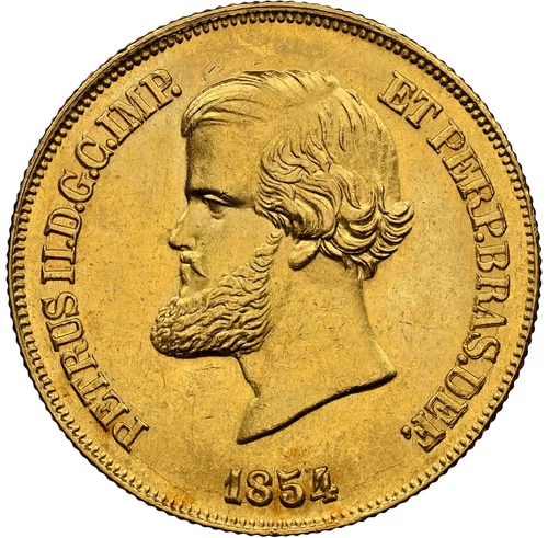 Brazil - 1854 Pedro II 10,000 Reis - NGC MS63 - VERY PQ & RARE SO CHOICE!