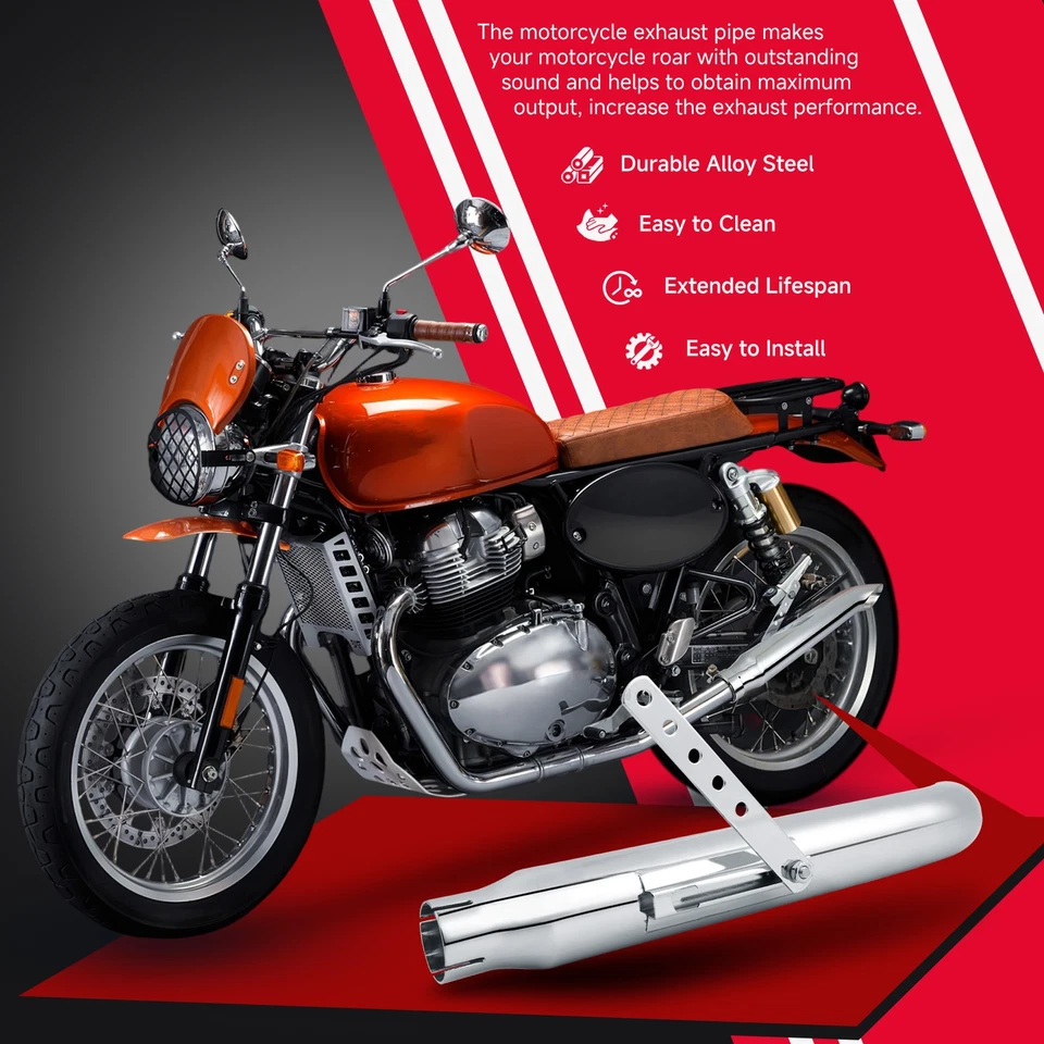 2x For Suzuki Intruder 800 Slip-On Exhaust Muffler Pipe Silencers Chrome 2"x20" - Image 2 of 4