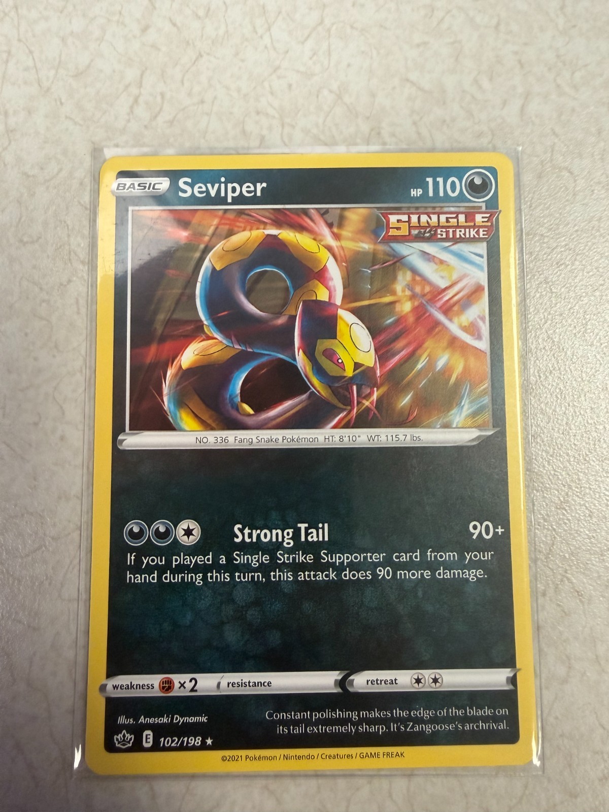 Seviper 102/198 Reverse Holo Pokemon SWSH06: Chilling Reign NM