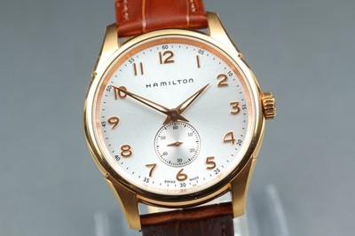 Near MINT Hamilton Jazzmaster H384410 Gold Small Seconds Qz Herrenuhr JAPAN