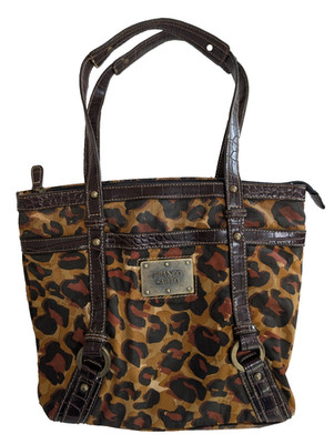 Leopard Print Bag Brown Purse Animal Print Handbag Womens Medium Top Handle