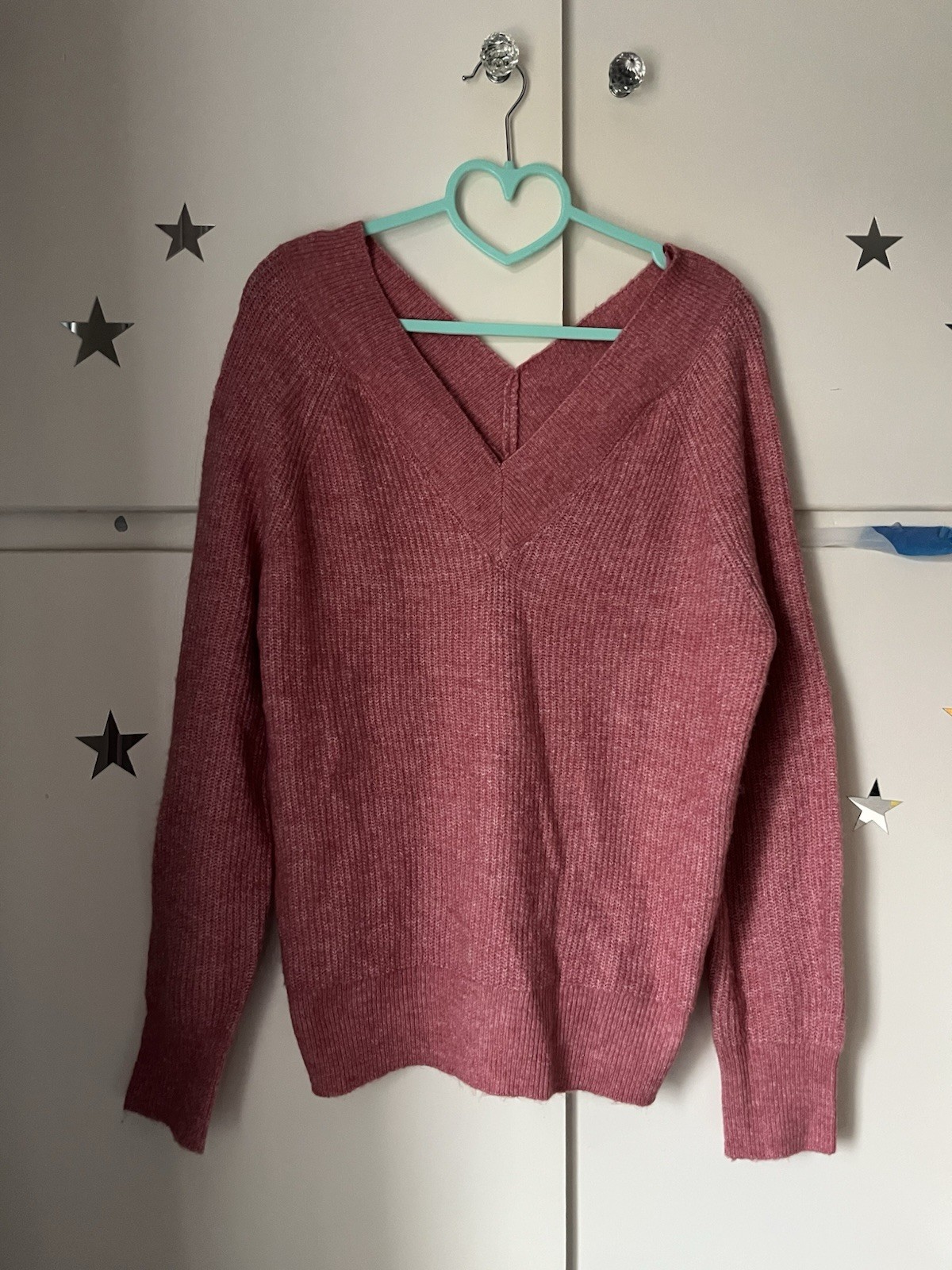 PRIMARK Women's Pink V-Neck Soft Jumper Size Small - Cozy Winter Style