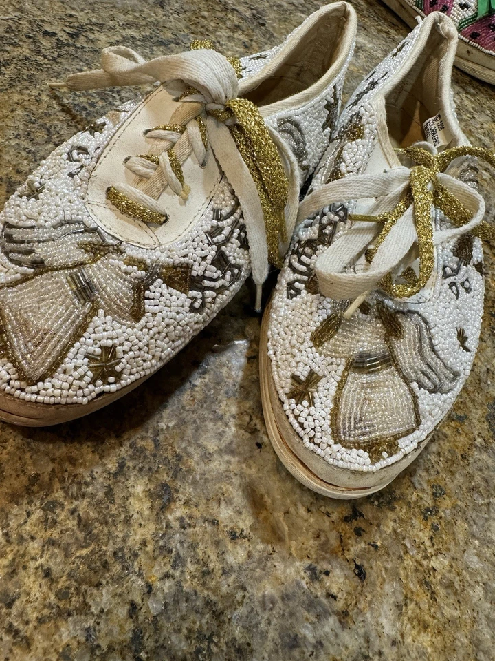 Zapatos Deportivos Colorwerks 1996 Vintage Con Cuentas Tema Navidad, Talla 8 Foto 3 de 4