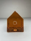 Vintage Murano Vincenzo Nason Amber Glass House Italy Paperweight With Label