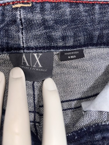 Armani Exchange Size 4 Low Rise Distressed Dark Wash Stretchy Denim Jeans - Picture 7 of 9