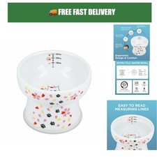 Necoichi Ceramic Elevated Cat Water Bowl, Whisker-Friendly, Spill Proof, 12.2 oz