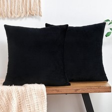 Throw Pillow Covers Decorative Velvet Set of 2 18 x 18 Pack 2 , Black