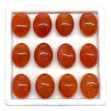 12 Pcs Natural Carnelian 16x12mm Oval Cabochon Loose Gemstones Whoelsale Lot