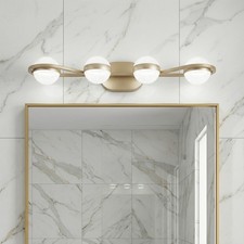 30'' Vanity Light 4 Lights Acrylic Shade for Bathroom Mirror Wall Gold Fixture