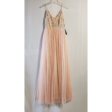Adrianna Papell NWT Cluny Sequin Lace Tulle Spaghetti Strap Dress Womens Size 0