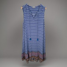 Beach Lunch Lounge Dress Womens Sz Large Shift V-Neck Sleeveless Boho Flowy