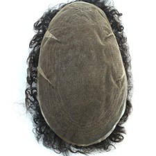 Mens Toupee Human Hair Replacement System All French Lace Dark Brown Hairpieces