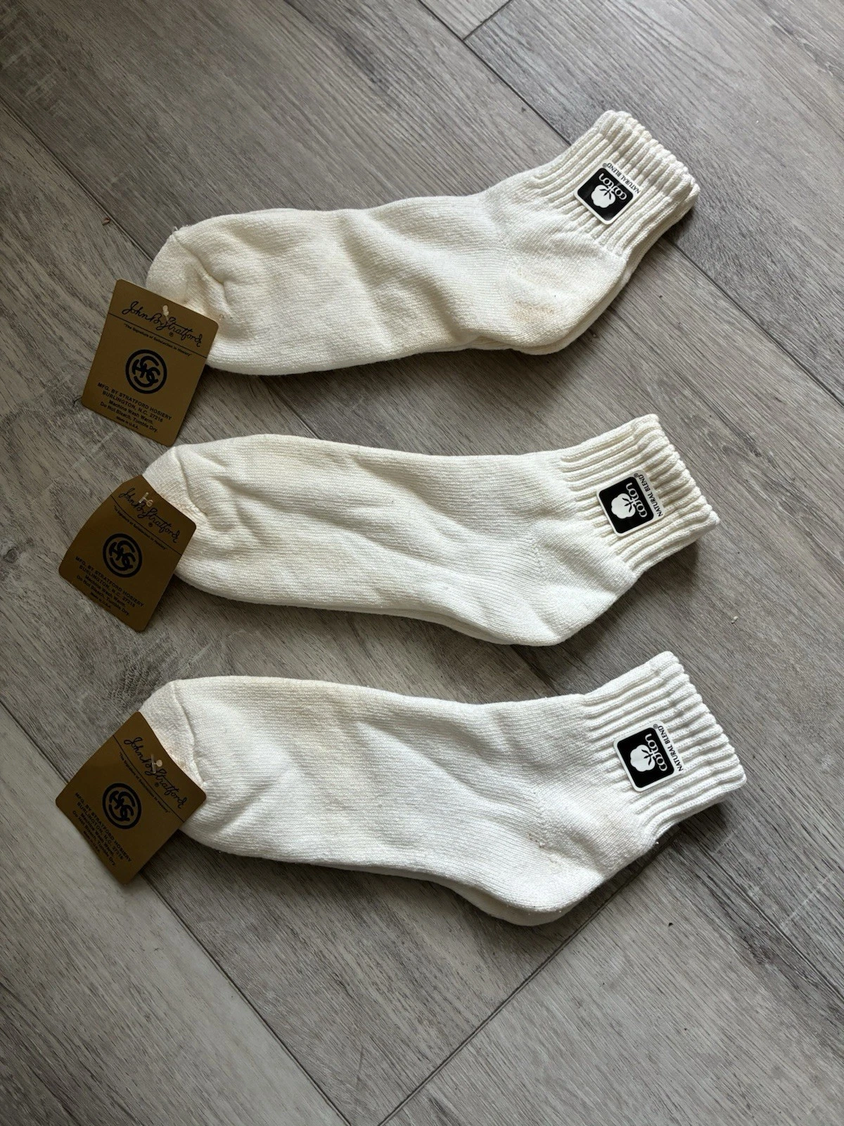 John B. Stratford Cotton Crew Socks Lot Of 3 New Old Stock Vintage Made In USA