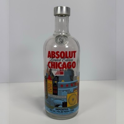 Absolut Chicago Limited Edition Bottle 750ml Clear Empty Bottle Art Man Cave