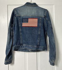      Vintage 90s Ralph Lauren Denim Jeans Jacket USA Flag Y2K size Medium