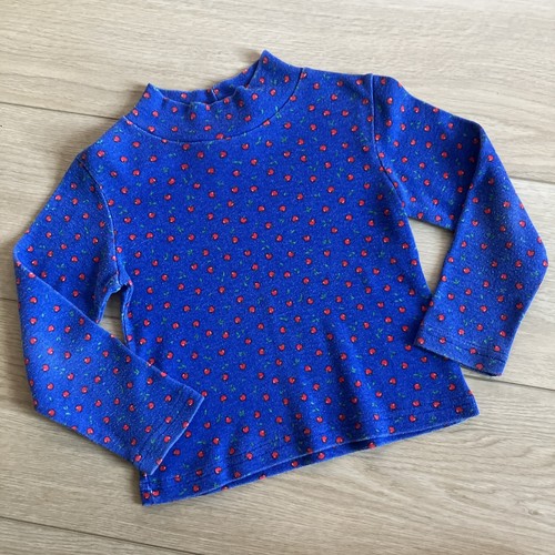 Vintage 80er 90er Hang Ten Mädchen Gr. S (4/5) royalblau Rollkragen mit roten Äpfeln