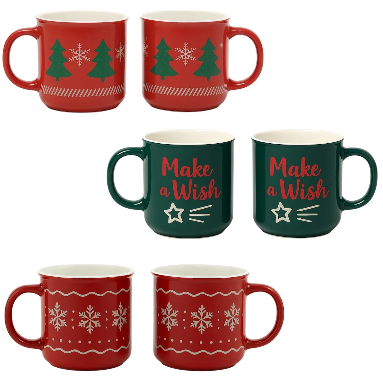 Lot de 2 tasses de Noël en céramique rouge et verte – Cadeau de Noël pour petit-déjeuner maison – Photo 1 sur 11