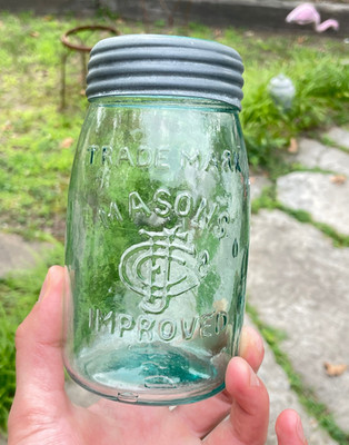 Original Mason Pat Nov. 30th 1858 CFJ co. Fruit Jar Glass Lid Insert Zinc Band