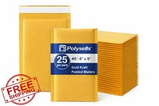 POLYSELLS #0 6x9 Kraft Bubble Mailers 25 Pack Padded Envelopes