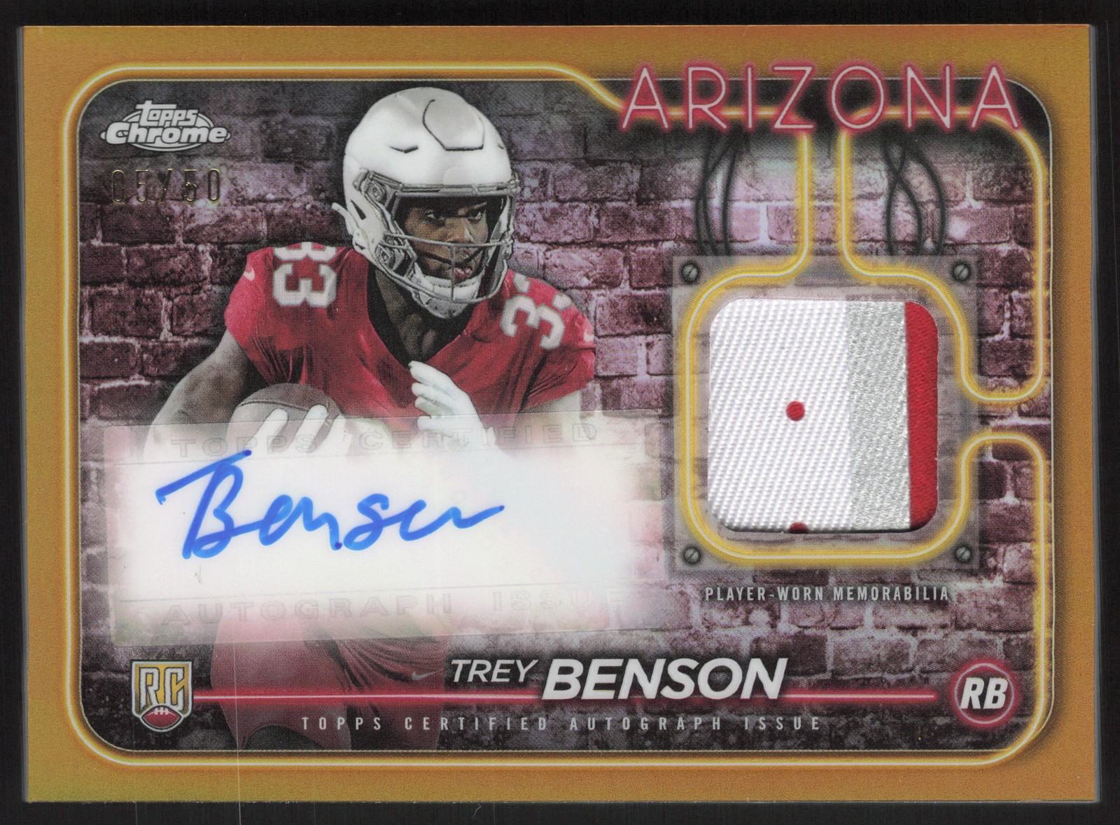 Trey Benson Topps Chrome Topps Chrome Rookie Patch Autographs #CPATB Gold