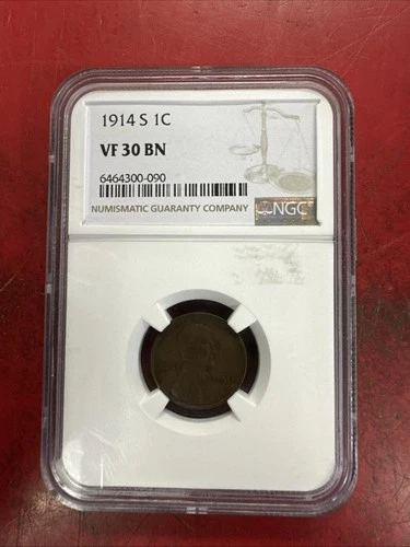 1914 S NGC VF30 BN | Lincoln Wheat Penny Cent - 1c US Coin
