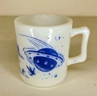 Vintage Hazel Atlas Buck Rogers Childs Milk Glass Mug Space Rocket Astronaut