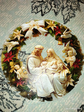 Suncatcher, Stained Window Hanging, Acrylic Sign,Round, NATIVITY SCENE ~5 1/2"