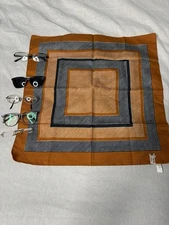 Abraham & Straus Vintage Scarf Orange Goemetric Pattern Polyester With Glasses