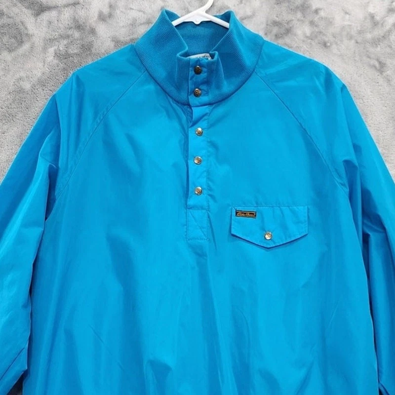 Chaqueta cortavientos vintage Eddie Bauer para hombre XL azul pulóver cuello a presión al aire libre Foto 2 de 4