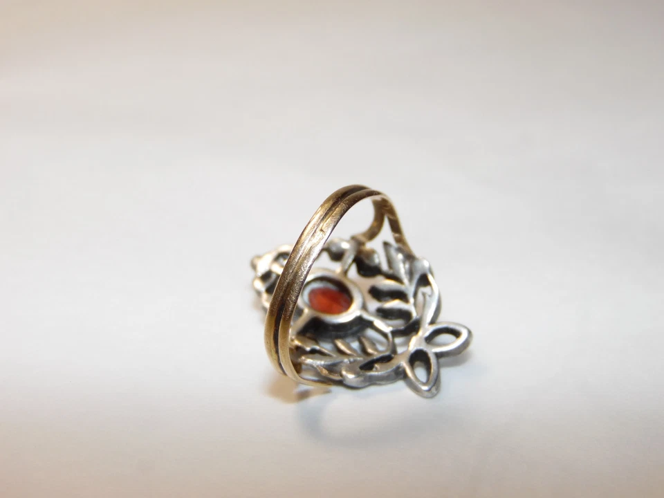 Bague Ancienne à restaurer,décor noeud floral: Mixte Argent massif-Or jaune 18k. - Photo 2/4