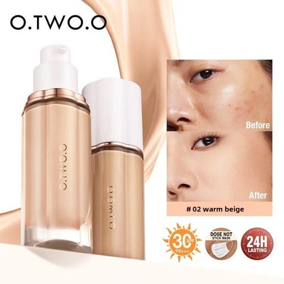 O.TWO.O Liquid Foundation 30ml High Coverage Waterproof SPF30 Makeup Base Concea