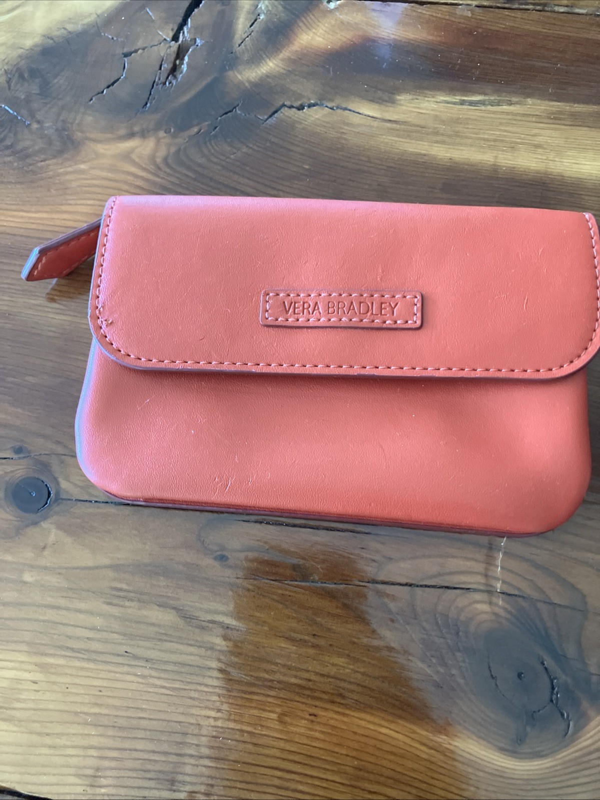 Vera Bradley Snap & Zip Case Burnt Orange Wallet Coin Pouch