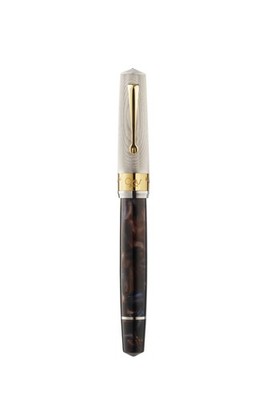 Omas Bologna Fountain Pen in Galassia Argento with Gold Trim - 14K Medium NEW