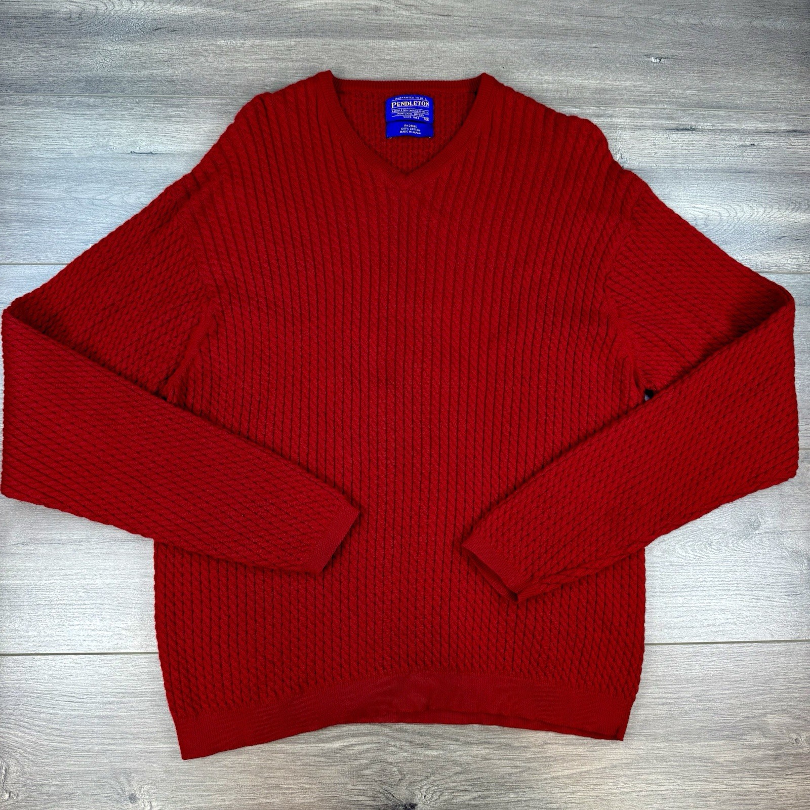 Vtg Pendleton Cable Knit V-Neck Pullover Sweater … - image 1