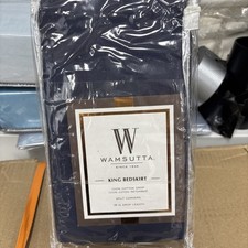 Wamsutta King Bedskirt 18”Drop 100% Cotton 400 CT SPLIT CORNERS BRAND NEW Navy