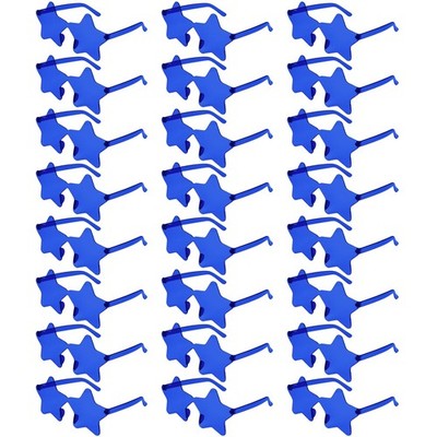 24 Pcs Rimless Star Shaped Sunglasses Dark Blue Transparent Sunglasses Pentag...