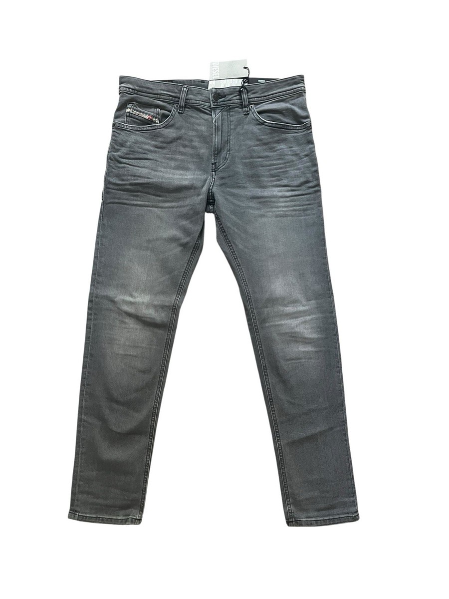 Diesel Mens Thommer Slim Fit Jeans RB068 Light Grey / Black $225