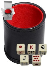 Set of 16mm Poker Dice Squared Corners and Black PU Leather 1.3 Ounces,