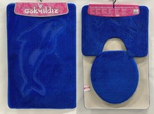 Badgarnitur 3-Teilig Badematte Set WC Bade Matte Vorleger Königblau auss/ 85