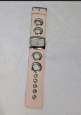 Y2K Vintage Pink Canvas Gromet Quartz Wrist W...