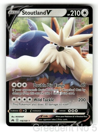 Stoutland V 116/159 Holo Ultra Rare Crown Zenith Pokemon Lightly Played