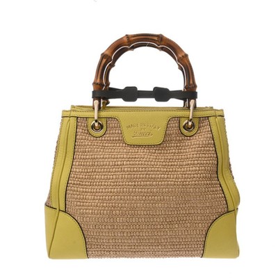 GUCCI Bamboo Tote Bag Beige Yellow Straw Leather Handbag | eBay GUCCI Bamboo Tote Bag Beige Yellow Straw Leather Handbag | eBay