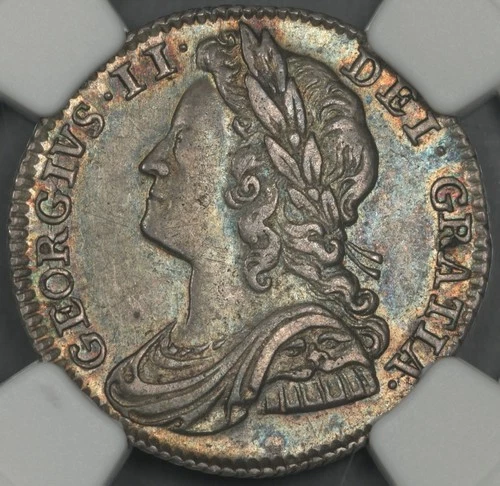 1741 NGC AU55 GREAT BRITAIN SIX PENCE ROSES SIXPENCE 6P SUPERB COLOR