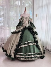 Custom Green Gothic Prom Dresses Lolita Strapless Flared Sleeve Lace Appliques