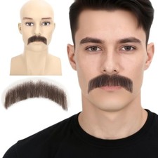 Natural Light Brown Synthetic Hair Lace Tied Realistic Mustache 1