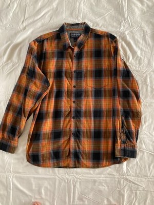 American Rag, Xl, Mens, Orange Plaid, Flannel, Button Up, 035