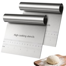 2 Pcs Bench Dough Scraper Cutter, Stainless Steel Pastry Cutter Kitchen Food ...
